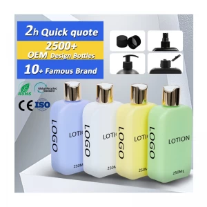 250ml 500ml Empty HDPE Custom Color Flat Body Tanning Oil Plastic Cream Shampoo Plastic Bottles