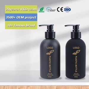 250ml pet biodegradable matte black shampoo empty bottle Body wash plastic bottle wash care plastic packaging