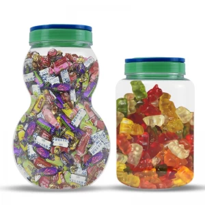 Food Grade PET Plastic Large Candy Lollipop Jar Container 1 Gallon Food Storage Packing Bottle With Lids - COPY - h2d49o