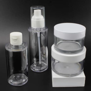 Thick Wall 50g 90g 120g 250g Luxury High End Cosmetic Packaging Set Clear Cream Jars And Toner Lotion Plastic Bottle - COPY - ipv02w