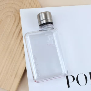 Newest design custom 190ml 500ml 800ml flat notebook drinking bottles reusable square clear memo plastic sports water bottles