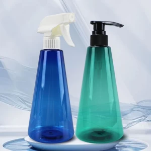 Custom Logo PETG Refill Water Liquid Lotion PCR 500ml Fancy Plastic Mist Trigger Spray/Pump Bottle Green/Blue