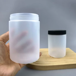 Custom Food Grade PCR HDPE 2L Supplements Whey Loose Protein Nutritional Powder Container Storage Plastic Jar with Screw Lid - COPY - b09cus