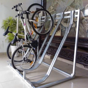 Rack de pé semi vertical para 5 bicicletas com armazenamento para estacionamento externo