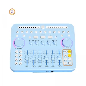 Cute looking portable macaron digital sound card with 12 kinds of electronic tone and OTG for live stream