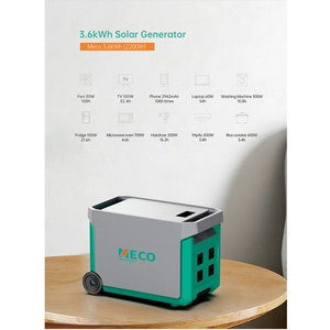 MECO High-Power Solar Generator LiFePO4 Battery 2200W Pure Sine Wave Solar Panel Portable Power Station