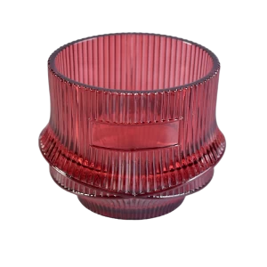 Glass candle containers rose decor cross and vertical stripes design
