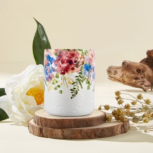 Luxury decorative applique printing empty ceramic candle jars wedding decor