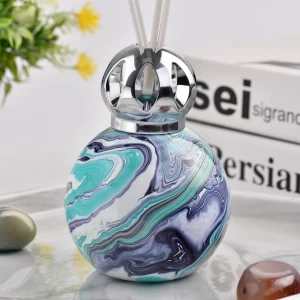 Luxury home custom marbled blue round bottoming aromatherapy diffuser bottle