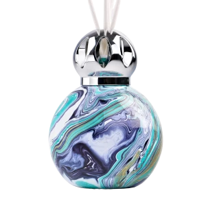Luxury home custom marbled blue round bottoming aromatherapy diffuser bottle
