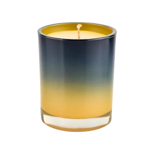 Decoración de color negro degradado amarillo recipientes de vela de vidrio de 10 oz