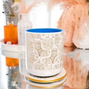 Wholesale 414ml empty christmas applique printing ceramic candle jars