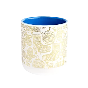 Wholesale 414ml empty christmas applique printing ceramic candle jars