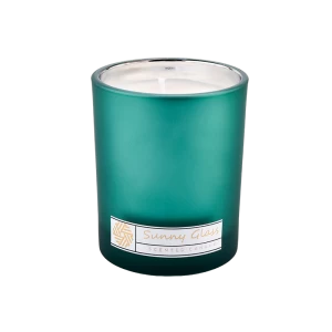 10 oz 300 ml Kerzenbehälter aus mattiertem farbigem Glas, Innendekoration mit Galvanisierung