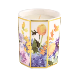 Benutzerdefinierter achteckiger Aufkleber mit Tulpen-Keramikkerzenglas im originellen Design