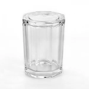 Fabricant de bougeoirs en verre octogonal en gros de 30 oz avec couvercle