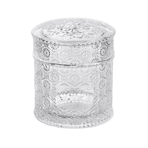 Newly designed home decor glass candle holder with lid