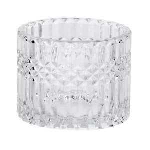 Pots de bougies en verre à motif diamant de 504 ml, récipients pour la fabrication de bougies