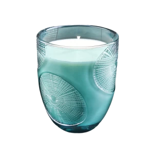 Modernong custom turquoise glass candle jar luxury wholesale wedding decoration para sa paggawa ng kandila