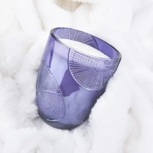 Pot de bougie en verre vide avec anneau violet, cadeau personnalisé, vente en gros