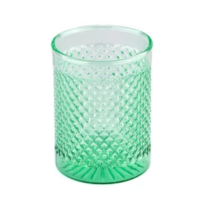 Wholesale premium color light green recessed grain glass candle jar