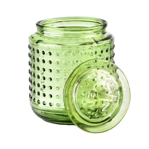 Wholesale bulk empty green spot glass candle jar with lids