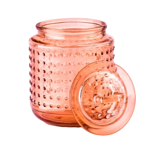 Custom orange spot glass candle jar with lids wholesaler