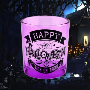 Pot de bougie en verre violet, décoration de vacances d'halloween, lettrage noir graffiti utilisé pour la fabrication de bougies