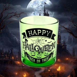 Pots de bougies en verre graffiti d'halloween vert 285ml, cadeau personnalisé