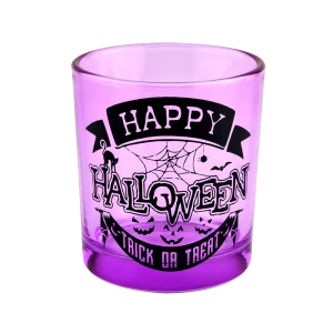 Pot de bougie en verre violet, décoration de vacances d'halloween, lettrage noir graffiti utilisé pour la fabrication de bougies