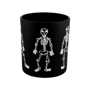 Großhandel mit Kerzengläsern aus schwarzem Glas mit Kerzengläsern aus Glas im Halloween-Totenkopf-Design