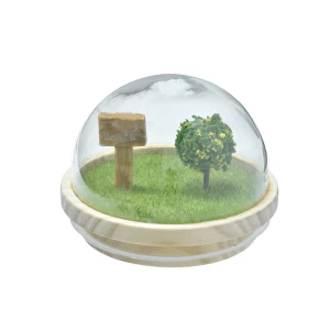 3D patterned lawn plaque and tree hemispherical wood lids are used for glass candle jars