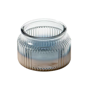 Wholesale Vertical Stripe Design Gradient Color Glass Container Scented Soy Candle Glass Jar