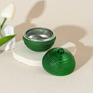Jarra de velas de cera de vidrio esférico de Navidad con contenedor de velas de tapa
