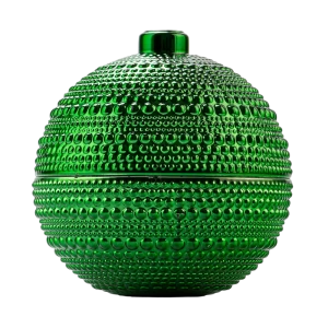 Verde a candela in vetro sferico verde all'ingrosso con motivi perle, coperchio incluso, supporto per candele per aromaterapia