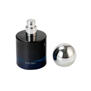 Engros kreativ sfærisk kapacitet Blå sort glas parfumeflaske