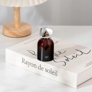 Wholesale Perfume Bottle With SilverToned Geometric Cap in Amber Brown