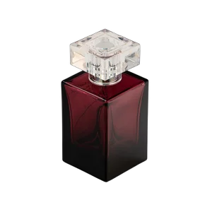 Custom red square luxury glass perfume bottles for alcohol