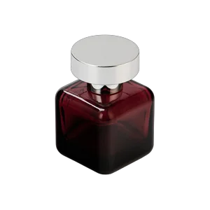 Wholesale shiny silver-covered push-button glass perfume bottle