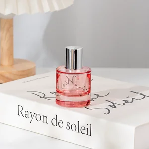 Luxury custom-made pink translucent gradient round bottle perfume bottle
