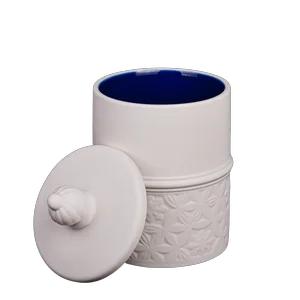 Wholesale custom engraved ceramic candle holder with lid for home decoration