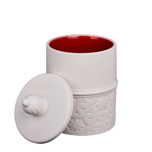 Wholesale red and black color combination scented ceramic candle jars with lids