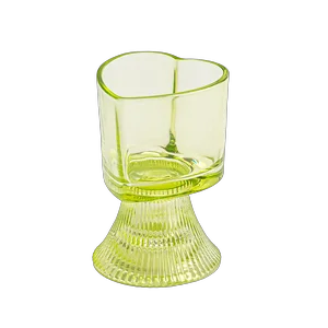 批发浅绿玻璃爱心两用玻璃蜡烛罐