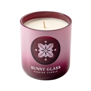 定制圣诞渐变粉色贴纸玻璃蜡烛罐带木盖