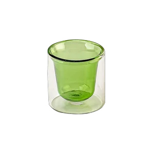 批发复古绿色双层玻璃蜡烛罐
