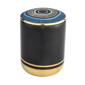 定制几何纹图案带盖陶瓷烛台