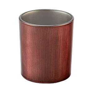 批发定制复古红棕色拉丝玻璃蜡烛罐