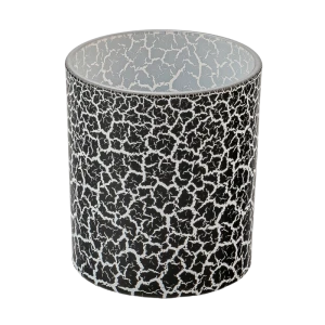 批发黑白裂纹肌理玻璃蜡烛罐香薰容器