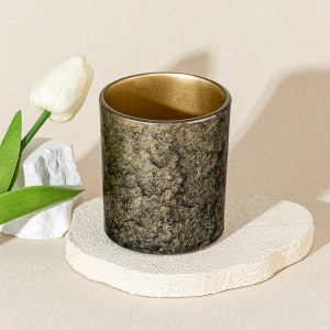 定制手工肌理金箔玻璃蜡烛罐