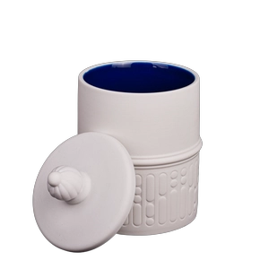 Wholesale plain white relief ceramic candle jars with lids for home storage containers